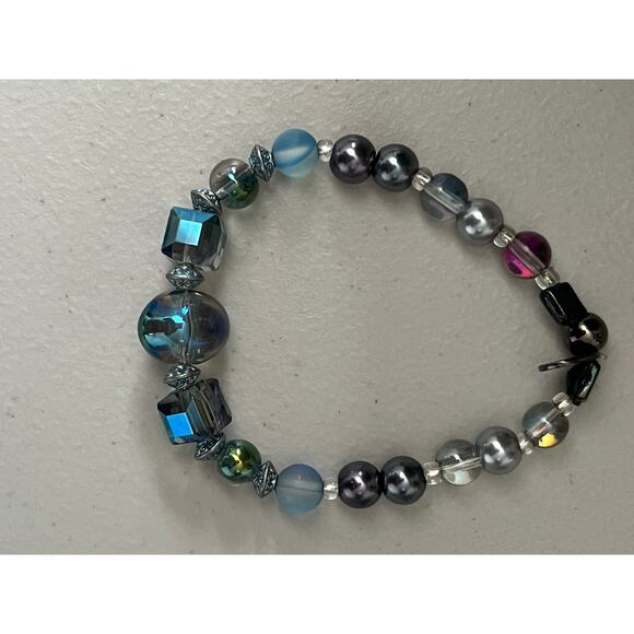 Glam Handmade Glass Pearls Bracelet Set Classy Unique Future-Core - Picture 3 of 3